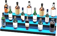 Vista 11 de VEVOR Exhibidor de Botellas de Licor con Iluminación LED, 3 Niveles de 40 Pulgadas, Compatible con USB, Estante de Bar Iluminado para el Hogar