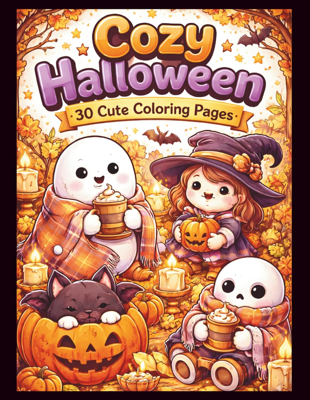 Cozy Halloween Coloring Book: 30 Cute and Relaxing Coloring Pages for Stress Relief and Fun