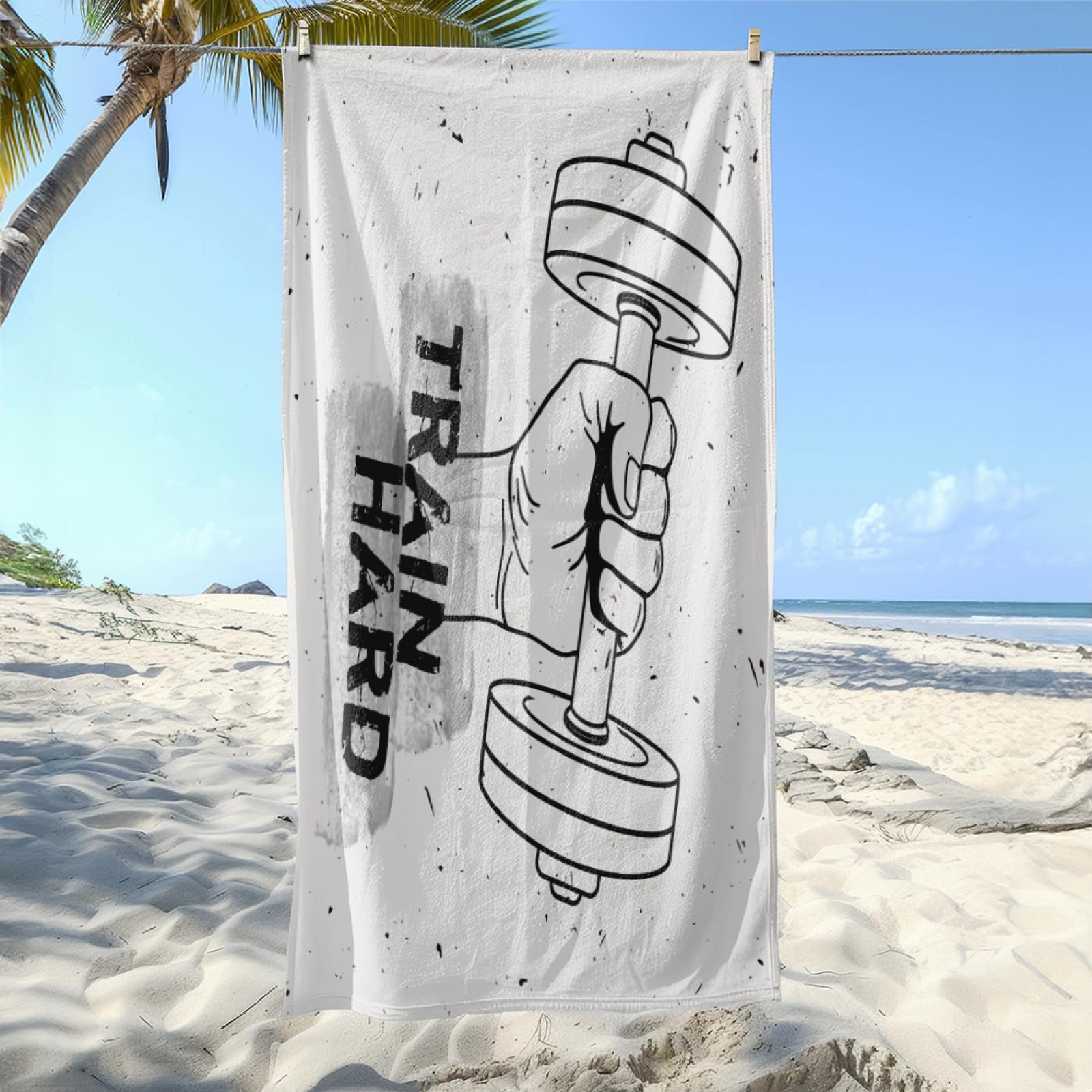 Telo Mare Microfibra 210x230 Nero Bianco Telo Spiaggia Grande Antisabbia,XXL Asciugamano Mare, Asciugatura Rapida, Stuoia Spiaggia Leggero E Portatile