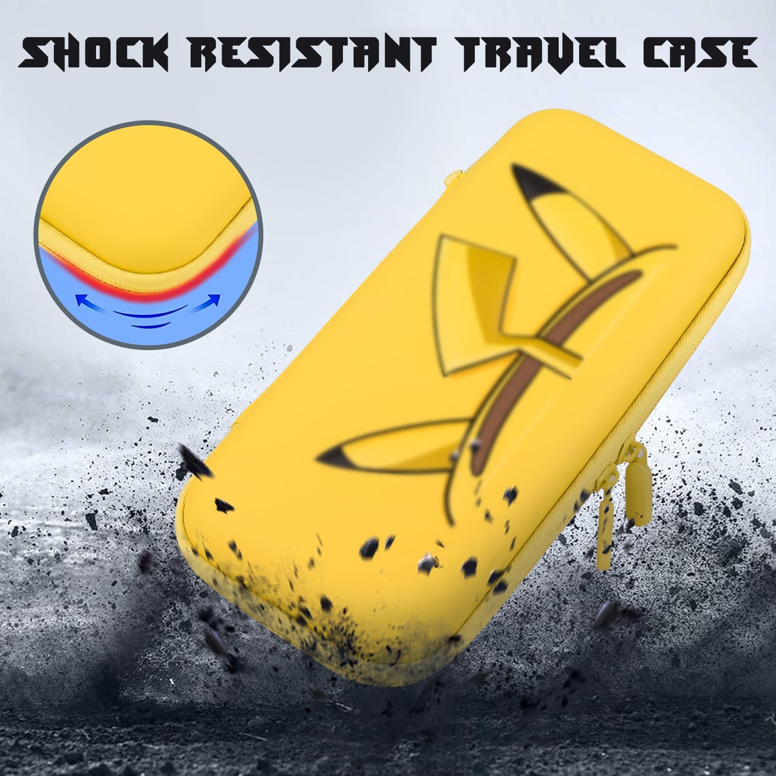 DLseego Custodia da trasporto per Switch e Switch OLED, custodia da viaggio portatile con tappi per i pollici - Giallo