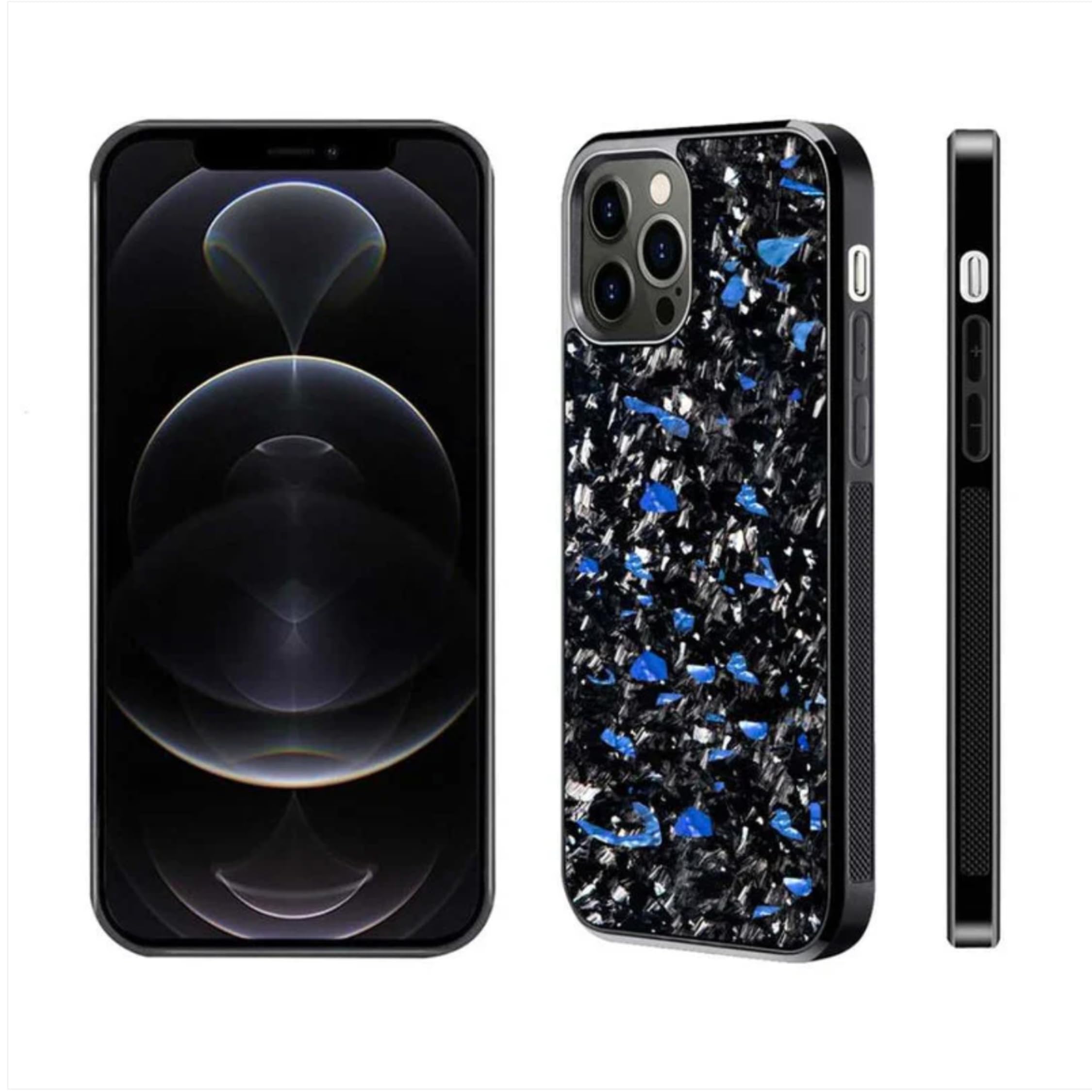 Funda de carbono compatible con iPhone (azul, iPhone 12 Pro)