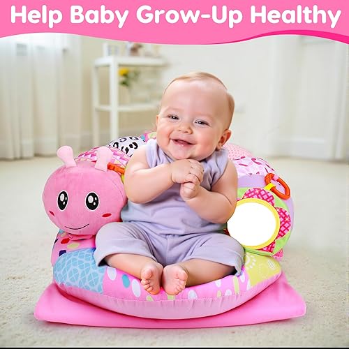 Miniatura 4 de Tapete 2 en 1 para el tiempo boca abajo y almohada sentada para bebés, juguetes para recién nacidos, 0, 1, 2, 3, 4, 5, 6 meses, tapete de juego