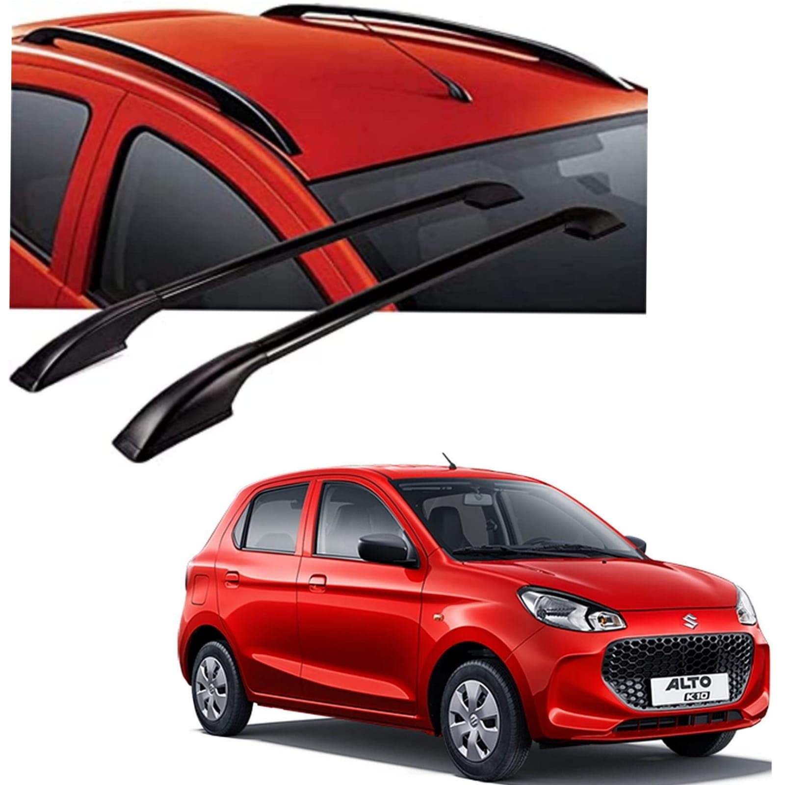 DS ENTERPRISE Drill Free Roof Rails for Maruti Suzuki Alto K10 2022 and above Models - Black Color (Pack of 2)-image-46