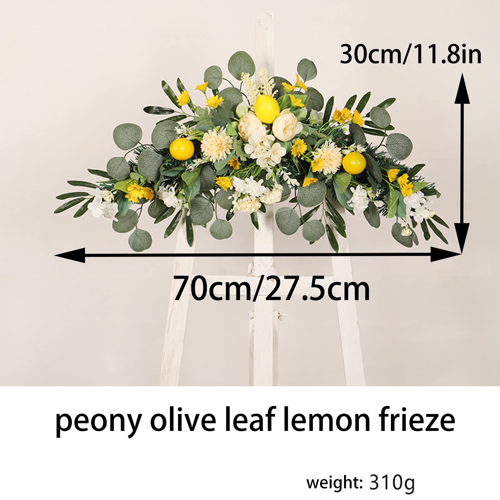 UIYIHIF Kunstbloem Swag 23.6 inch decoratieve citroen bloemen Swag met kunstmatige citroenen en bloemen lente zomer fruit Garland krans voor bruiloft boog voordeur muur home decor