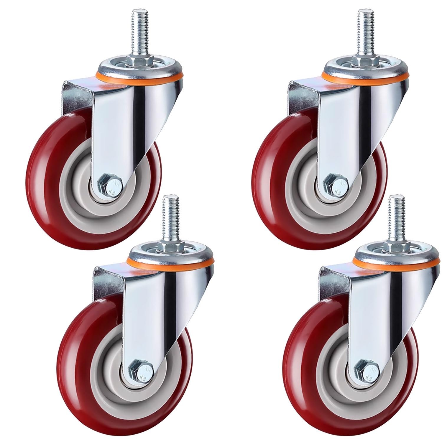 per carichi Pesanti 3 4 5 Pollice Silenzioso PU di 4 660lbs capacità di carico M12*30mm Girevole Perno con Freno per Mobili & Banco da Lavoro 100mm Diametro