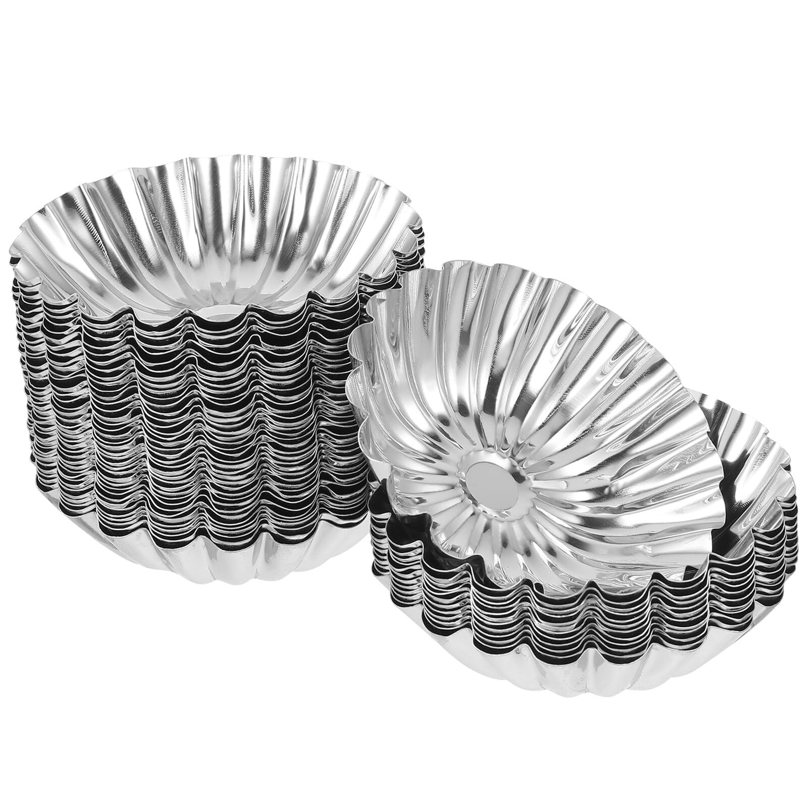 50 piezas Molde para Tartas Huevo Acero Inoxidable Reutilizables para Muffins Pudding y Repostería Casera Alta Conductividad Térmica