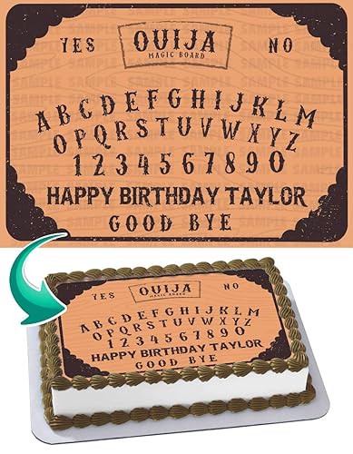 Cakecery Ouija Board - Cartel comestible para tartas de cumpleaños, 1/4 hojas