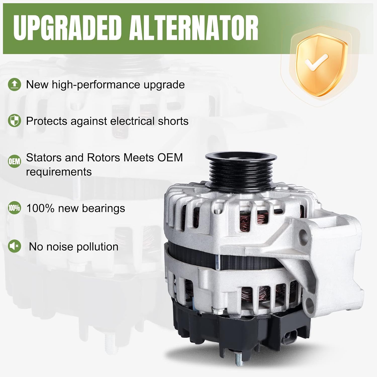 New Alternator Compatible with Allure 2010 LaCrosse 2010-2016 SRX 2010-2012 Captiva Sport 2012 Equinox 2010-2012 Replaces FG15S019, FG15S097