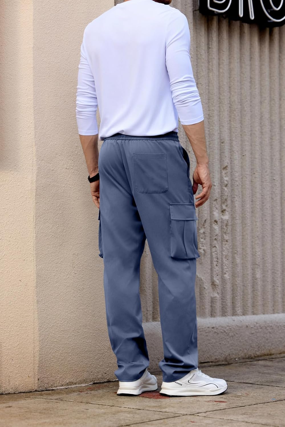 JMIERR Mens Casual Baggy Cargo Pants Stretch Sweatpants Loose Fit Drawstring Hiking Workout Joggers with Multi Pockets - Image 9