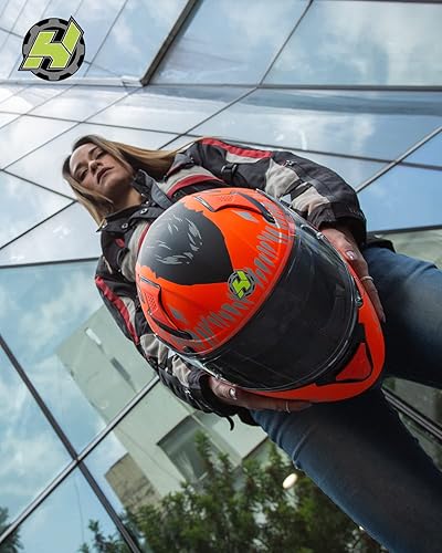 Miniatura 7 de Hax - Casco integral de motocicleta y de moto de calle con doble aleta trasera y clavos de plástico para Pinlock Ready, para adultos, aprobado por