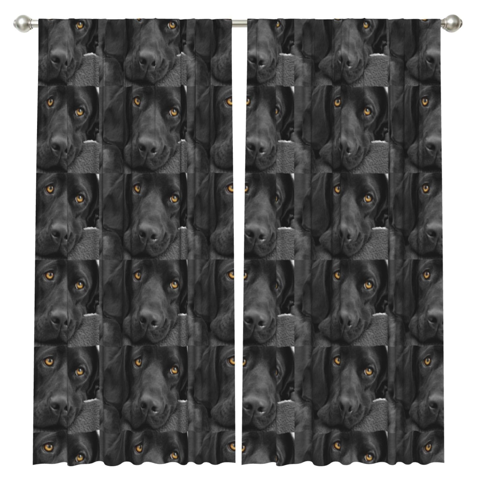 InOmak Black Labrador Dog, 2 Panels Window Curtains 52 x 84 Inch Blackout Curtains for Living Room Bedroom