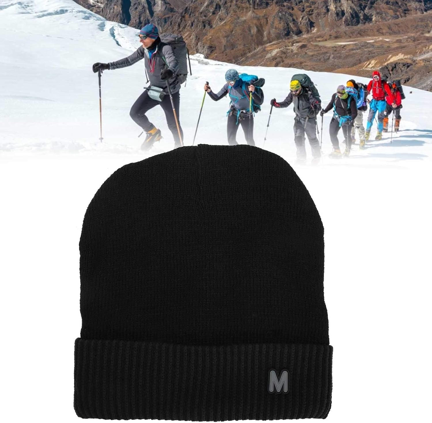 LIANGLIDE Heated Hat - Rechargeable Electric Warm Beanie Hat for Fishing, Skiing, Motorcycling (Black Border)