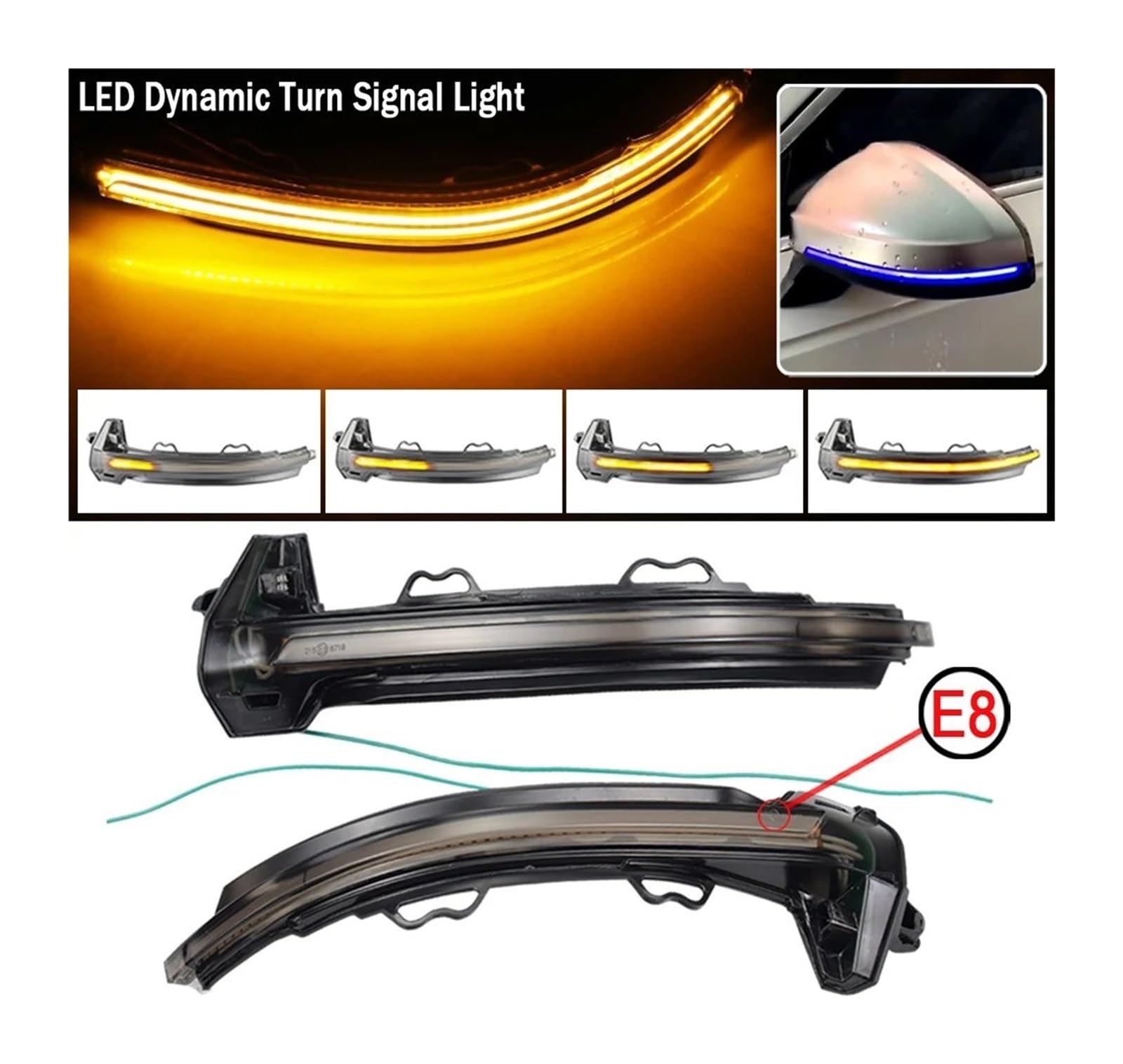 Hacreyatu dinamiche indicatori di direzione una coppia specchio luci led per A-udi A4 B8.5 A5 A3 8P A5 RS3 RS4 RS5 (B8.5 (blu - giallo