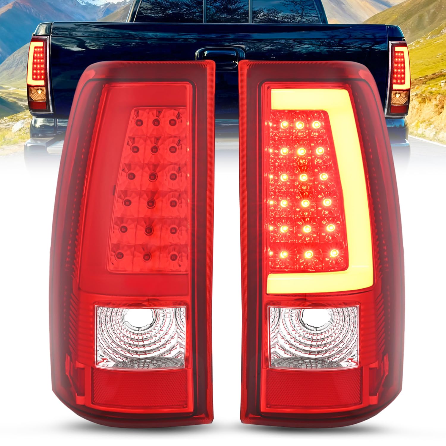 Nilight Taillight Assembly Compatible with 2003 2004 2005 2006 Chevy Silverado 1500 1500HD 2500 2500HD 3500 2007 Chevrolet Classic Incandescent Type