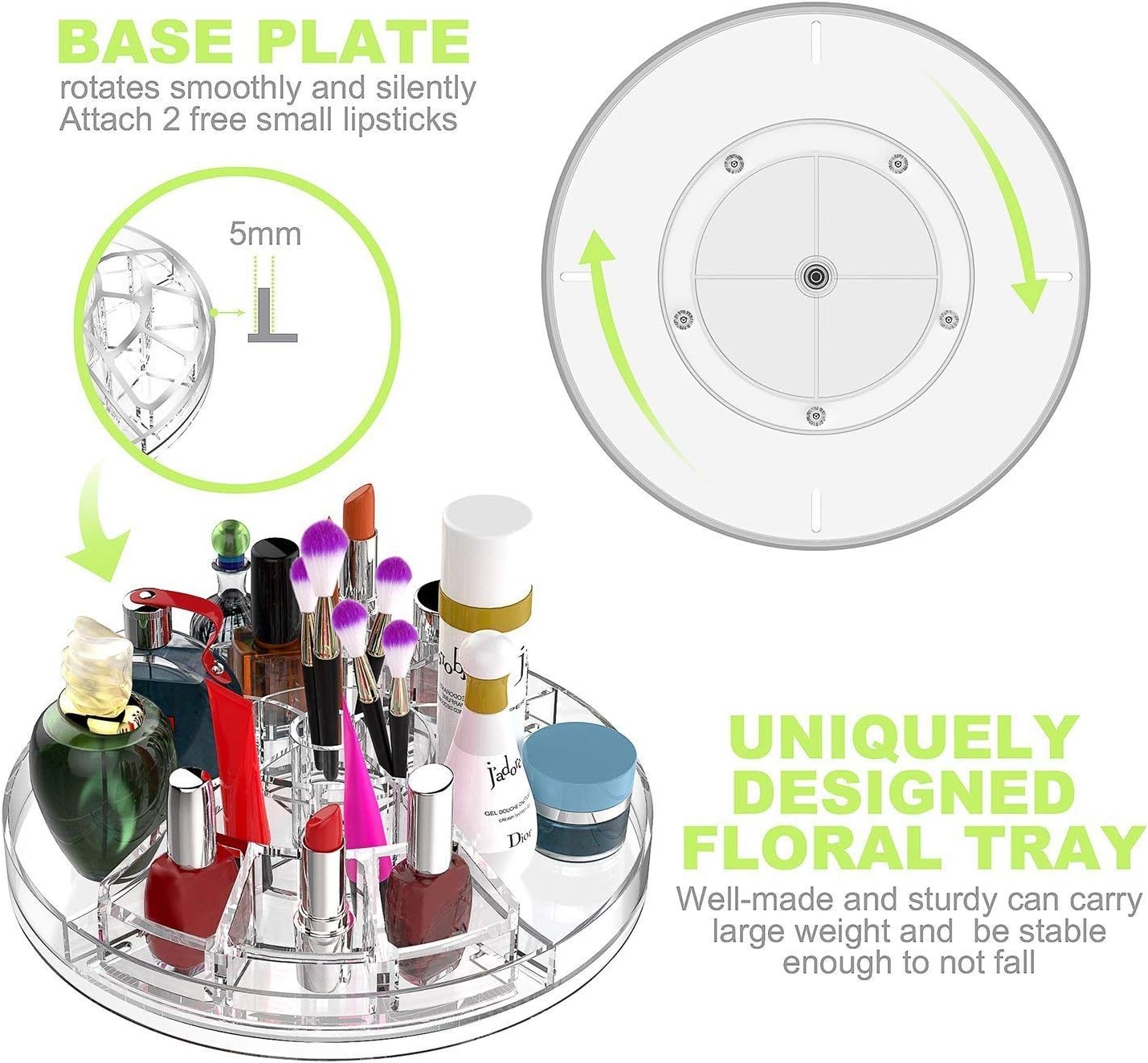 Makeup Organizer Rotating, 8-Layer Lar acity Cosmetics
