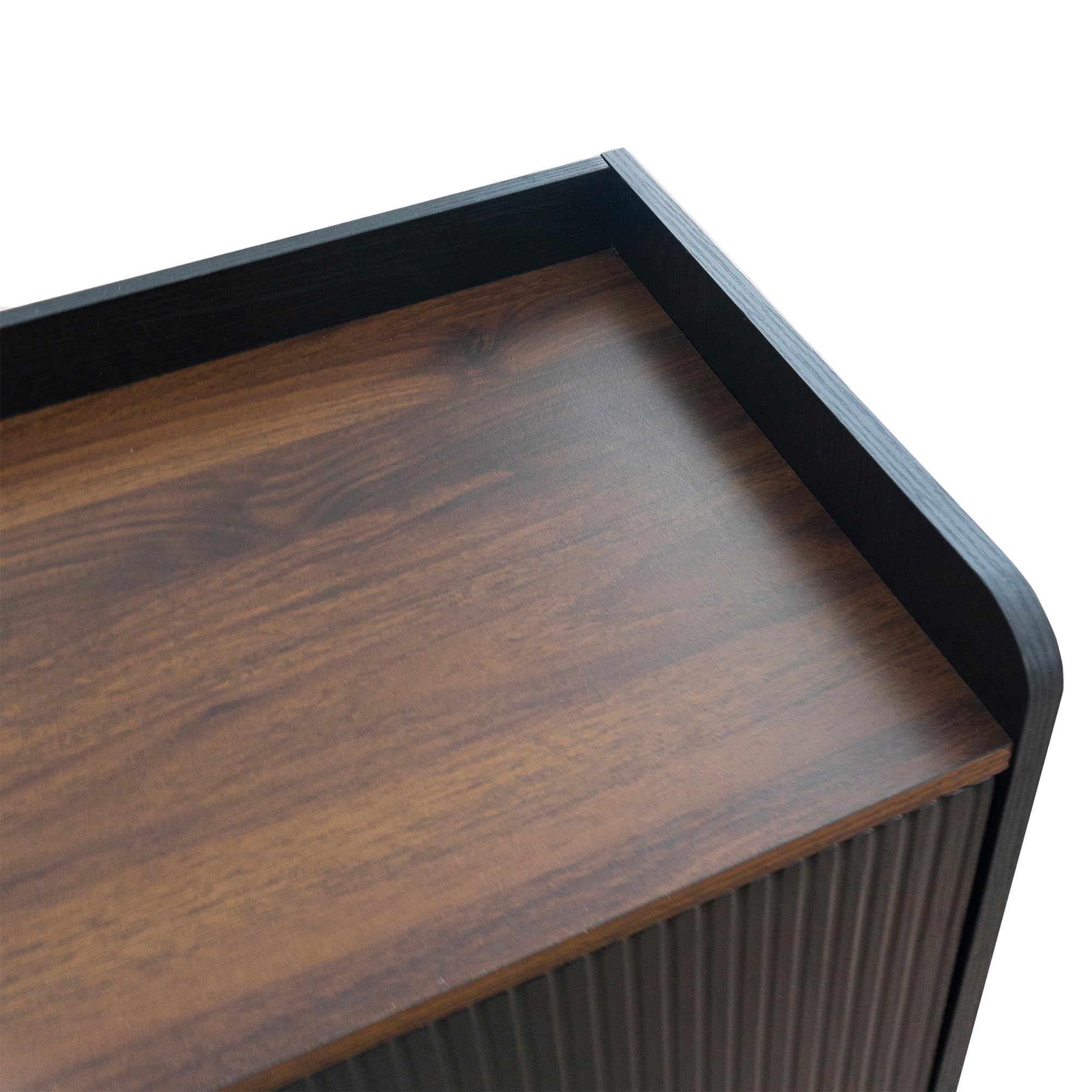 Moimhear Casa & Soggiorno, Mobili, Mobile TV con due cassetti, TV Board TV, TV Lowboard basso con due ante scorrevoli. Texture squisita. H58/L160/T40 cm. (nero e naturale), WF303118119