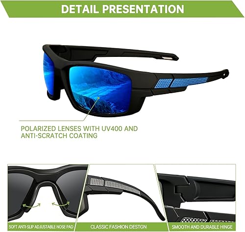 Miniatura 3 de Polarized Sports Sunglasses for Men Wrap Around UV400 Sun Glasses for Running Fishing Cycling and Driving TR90