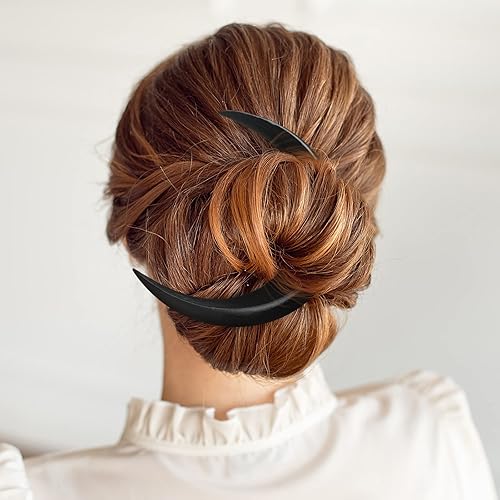 Miniatura 6 de 2 piezas de horquilla tallada a mano con luna creciente para mujer, pinza de pelo de luna de madera, horquilla, horquilla de madera, luna,