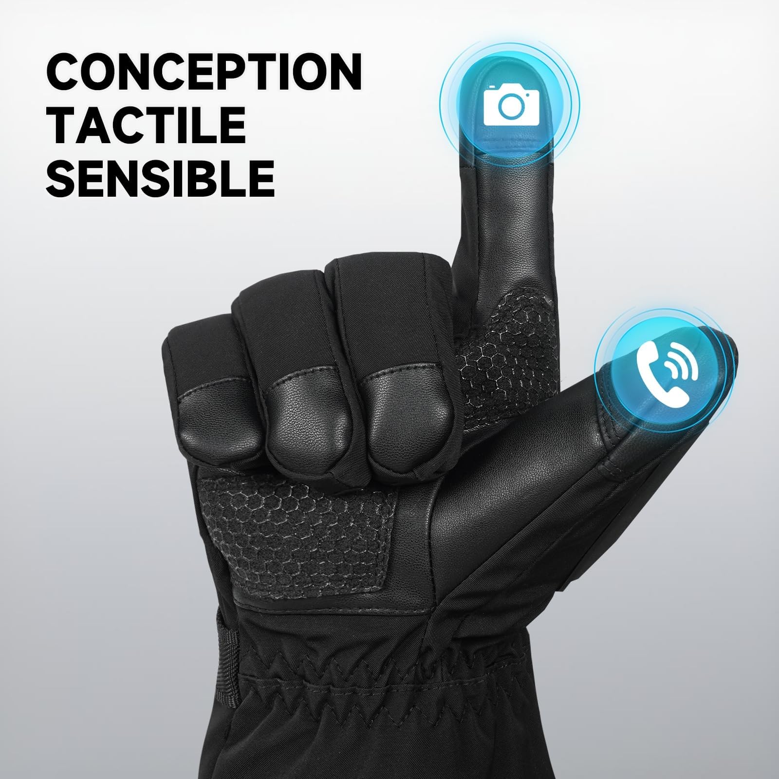 Gants Chauffants, 5V 6000mAh Électrique Rechargeable Gant Chauffant pour Homme Femme, 3 Niveaux De Chauffage Gants d'hiver Imperméables Écran Tactile pour Sports - Moto, Vélo