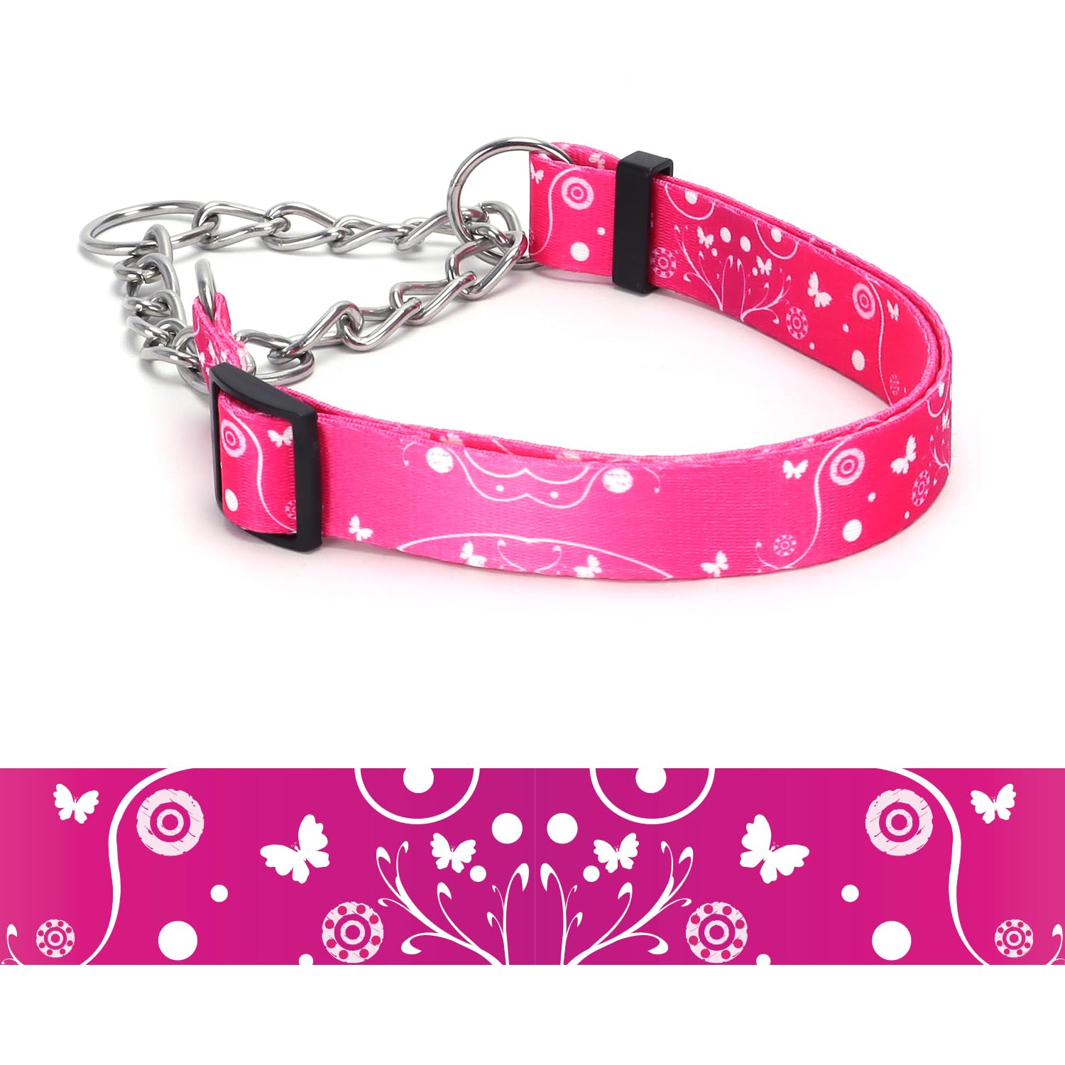 haoyueer Martingale Dog Collar - Stainless Steel Chain, No Pull Training Collar with Flower Design for Large Medium Small Dogs (A12NO6, M) โ image 1