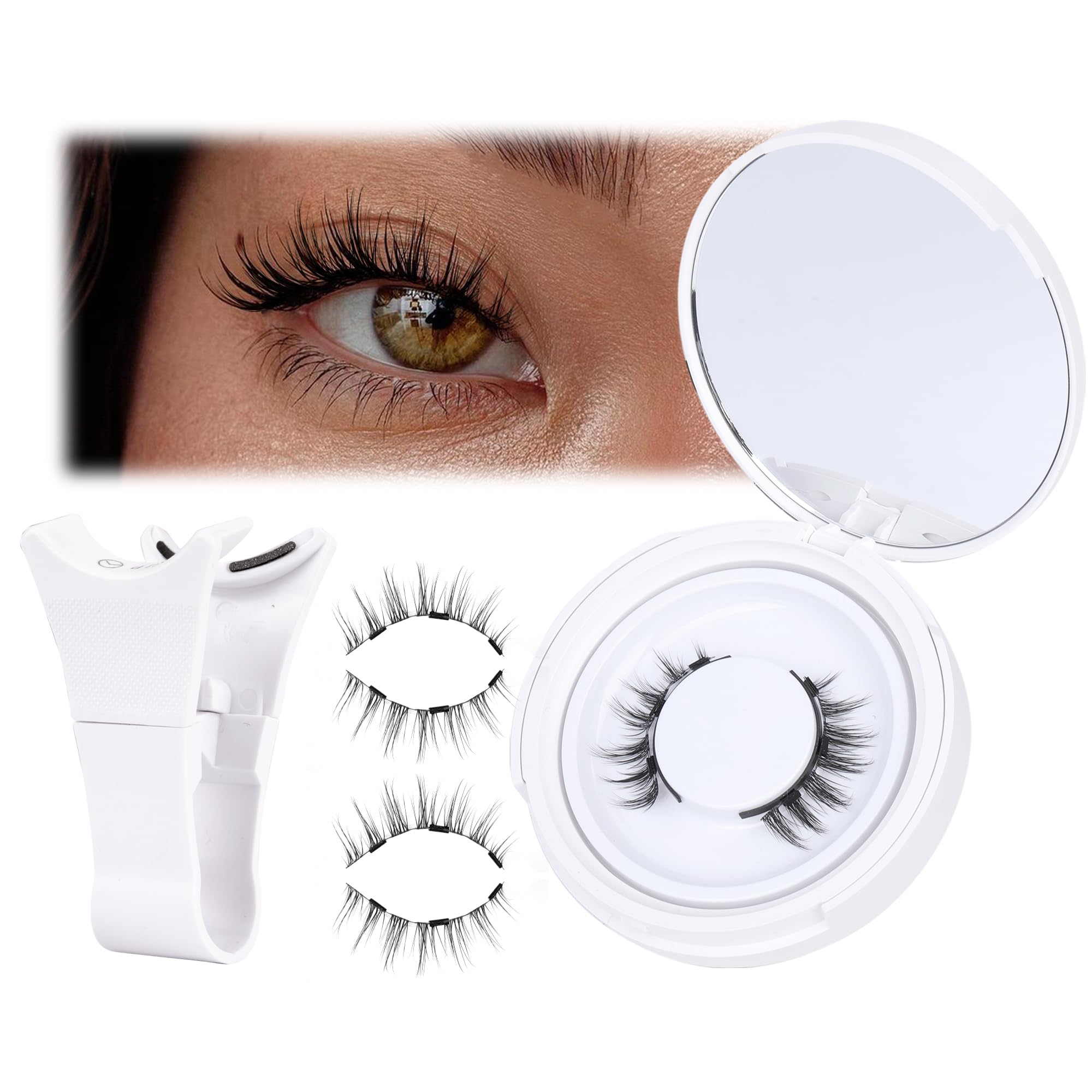 JIMIRE Magnetic Eyelashes - Natural Look Manga Style, Reusable, No Glue Needed, 1 Pair Pack