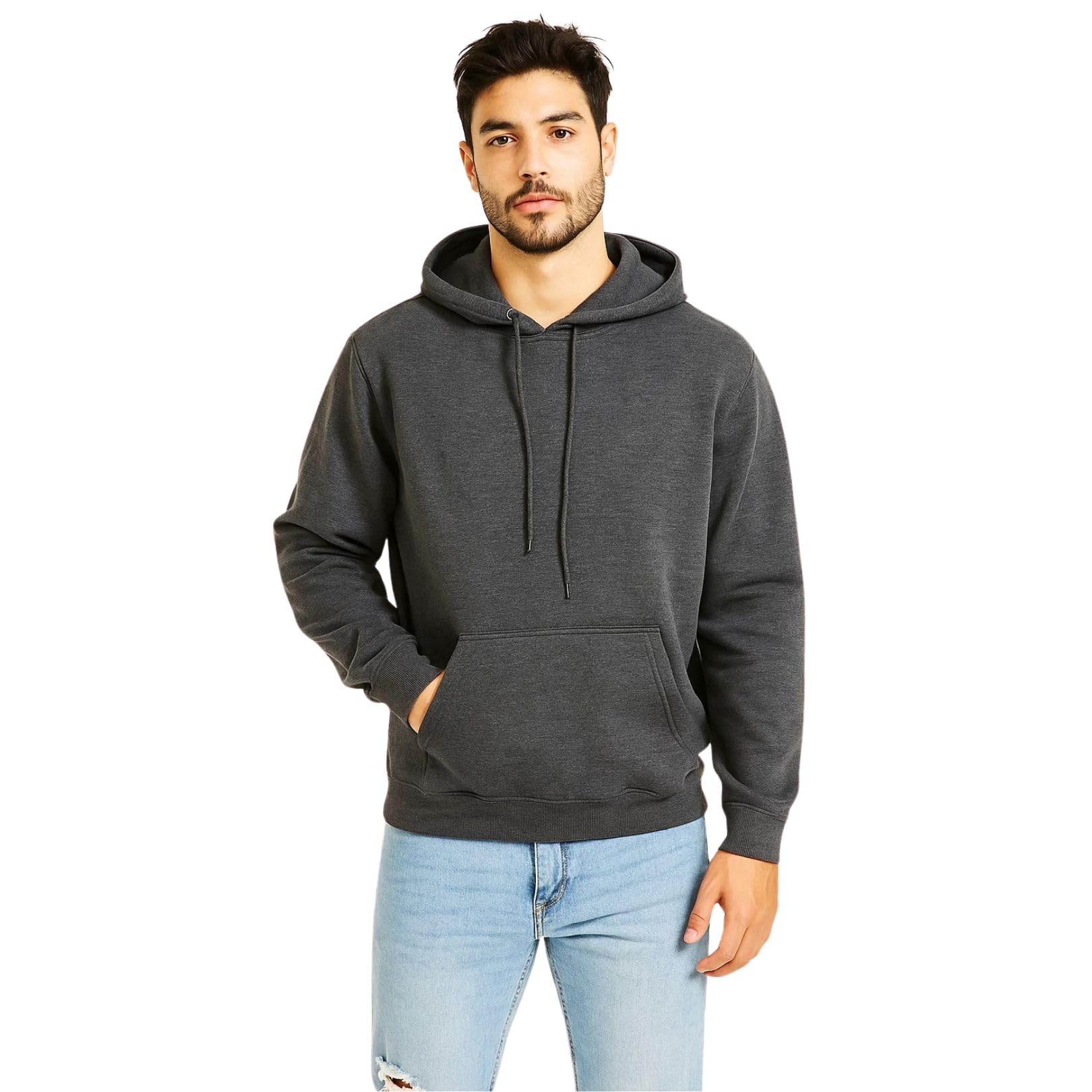 True FaceMens Hoodie Pullover Classic Hooded Fleece Top Plain Ribbed Cuff Long Sleeve Sweatshirt Pull Over Jumper Hoody Top