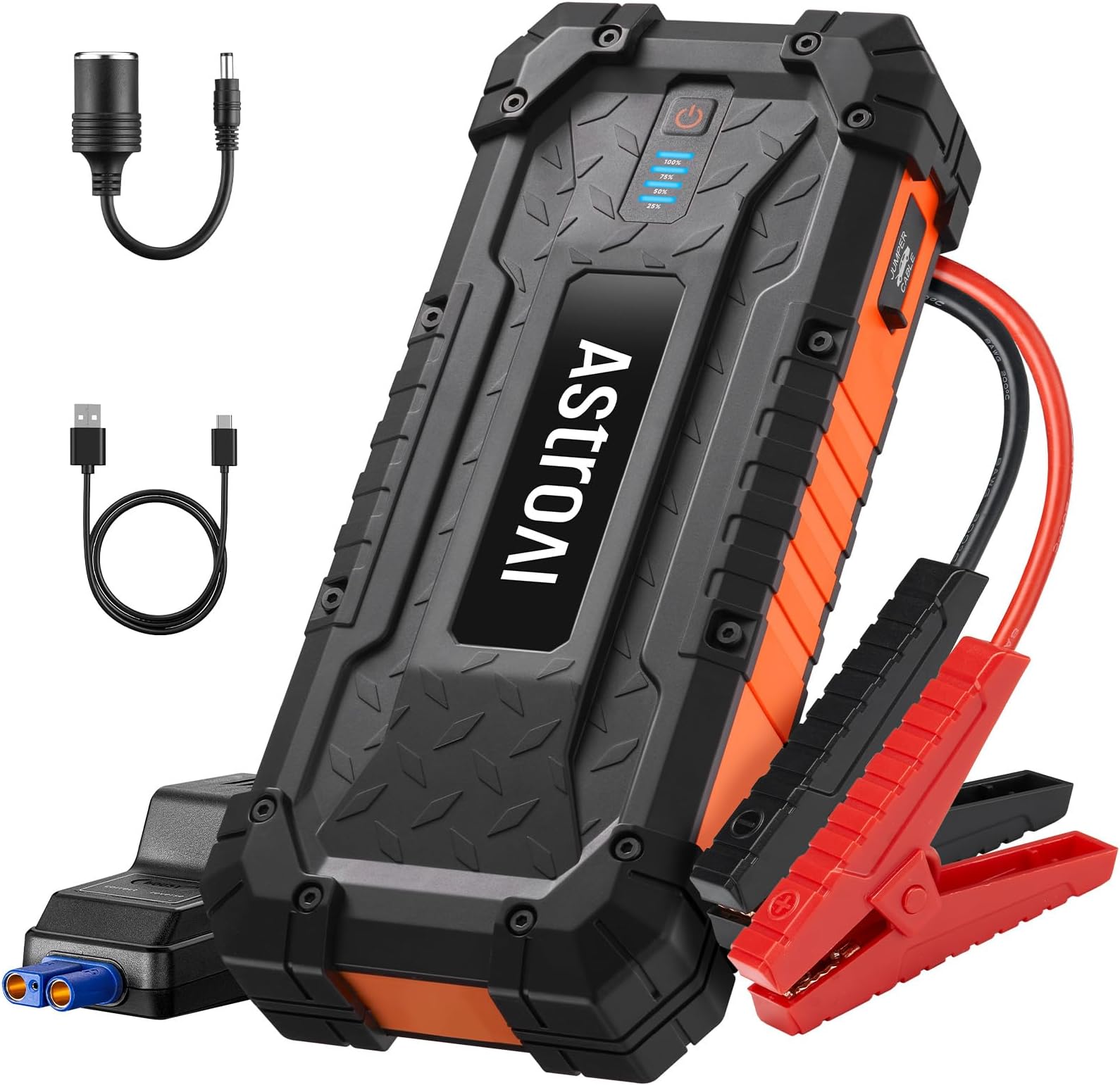 AstroAI S8 Ultra 4000A Jump Starter Power Pack, Car Battery Booster Jumper Starter (10.0L Petrol/8.0L Diesel) with 24000mAh Power Bank (12V DC and QC3.0 Output), Smart Jump Leads, LED Flashlight