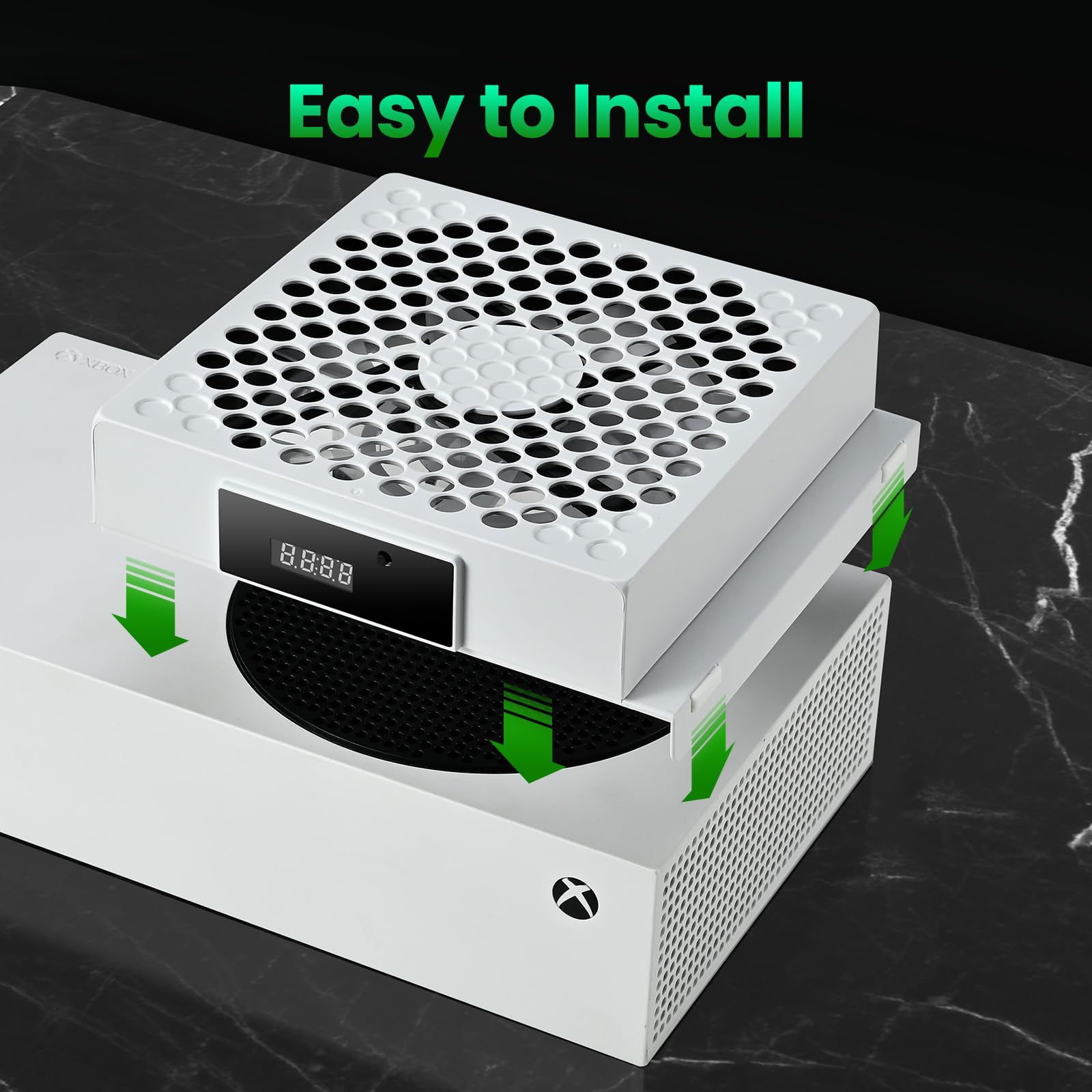 DEPGI Ventilador de refrigeración para Xbox Series S, con ajuste automático de velocidad del ventilador basado en temperatura, pantalla LED, bajo ruido, fácil instalación, 3 velocidades