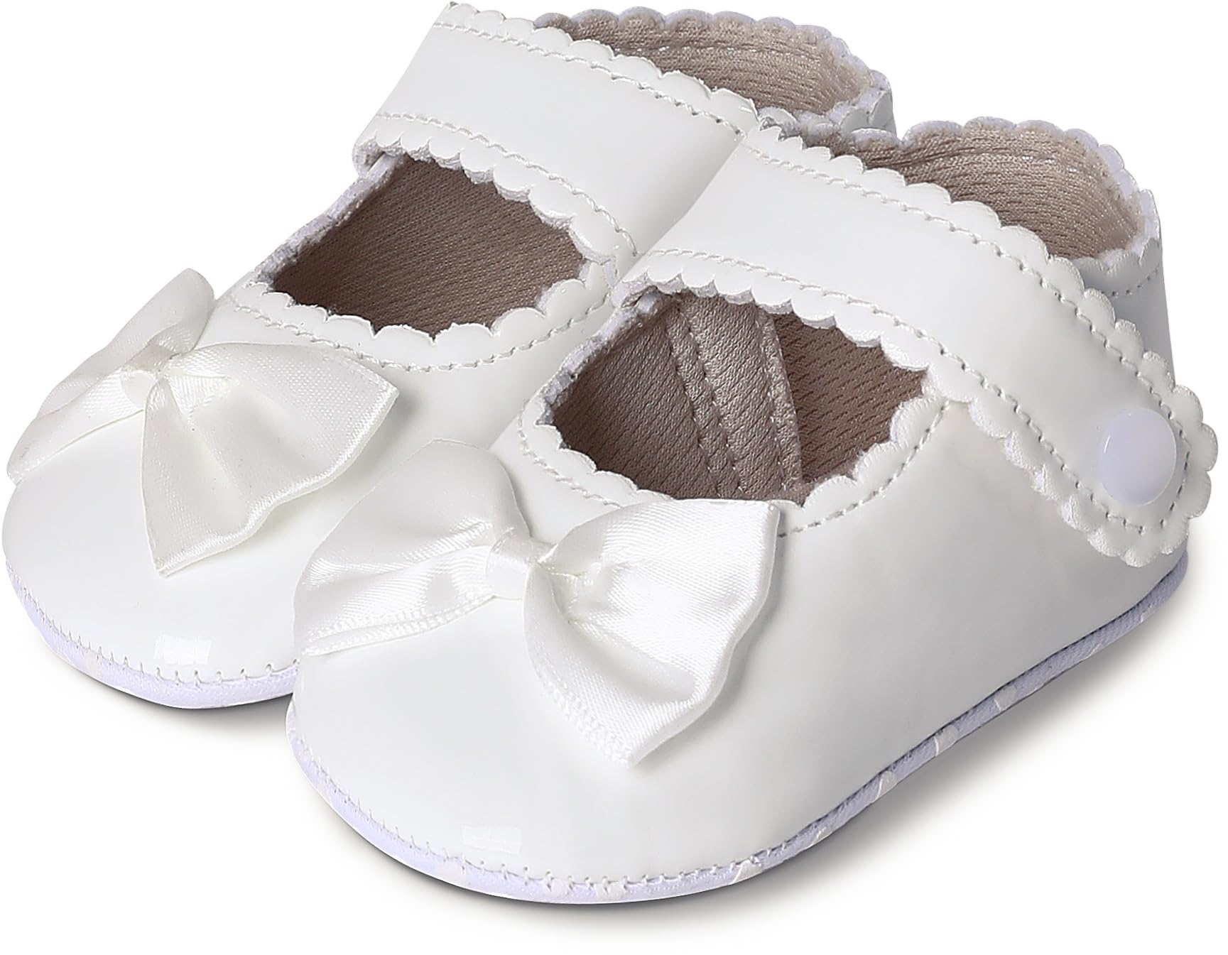 AGJ Baby Girls Baptism Shoes Toddler Bowknot Mary Jane Shoes Infant Christening Wedding Princess Dress Flats First Walking 12-18 Months