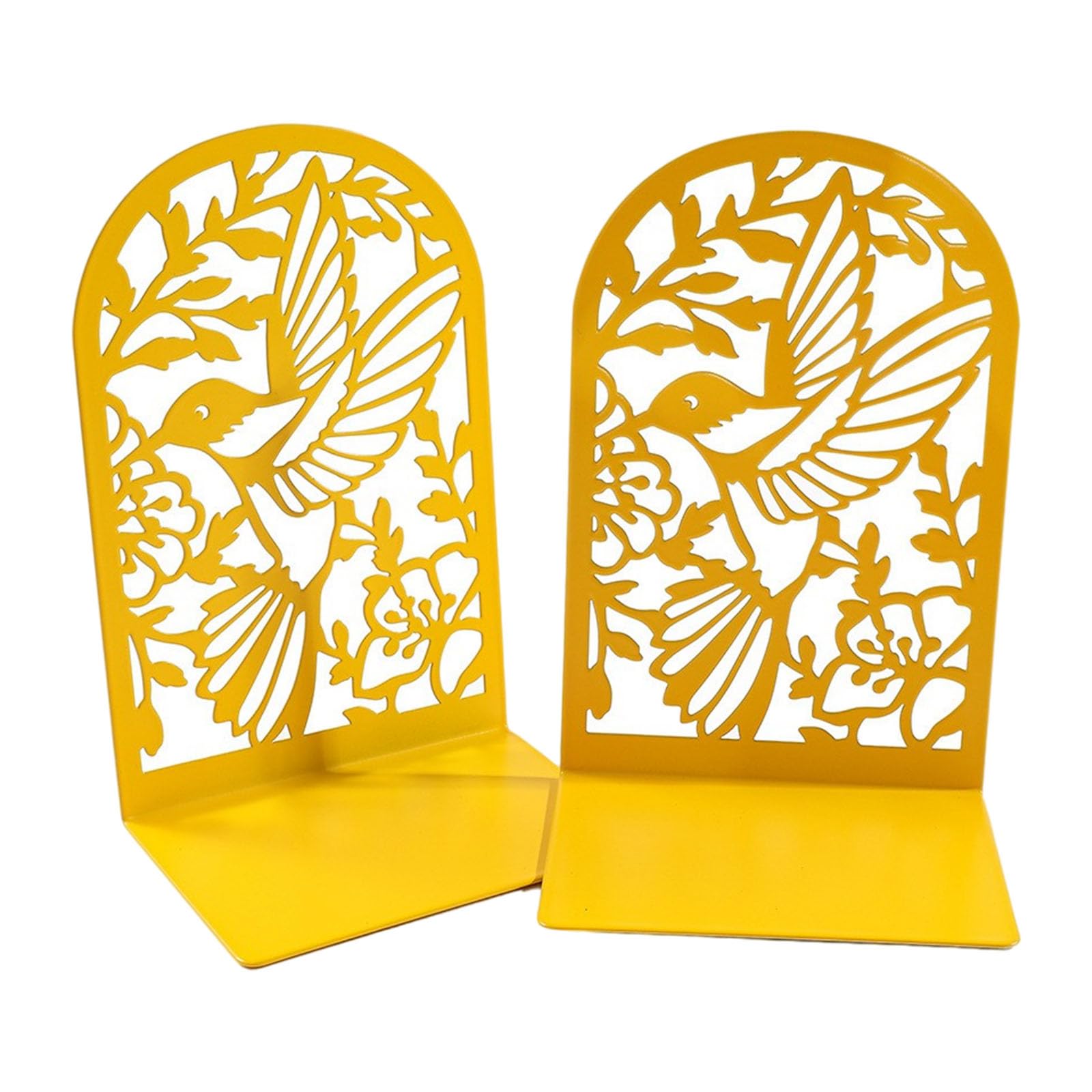 Nucelit 2Pcs Hollow Book Ends for Shelves Heavy Duty Metal Bookends Hollowed Bird Flower Bookends Desk Book Ends Stopper Organizers for Shelves