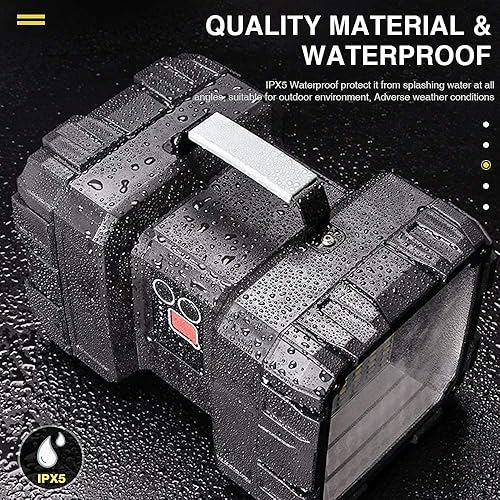 Miniatura 10 de Linterna de foco LED linterna recargable de 4000 lúmenes 10000 mAh foco de alta potencia linterna de búsqueda de campamento 34 modos de luces Negro,