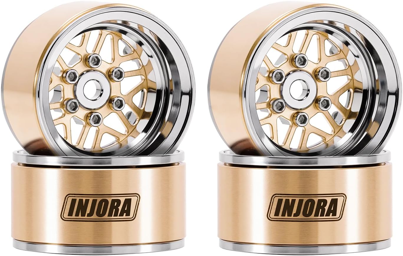 INJORA 1.0 Brass Aluminum Beadlock Wheels ModuWheel for TRX4M SCX24 1/18 1/24 RC Crawlers Upgrade