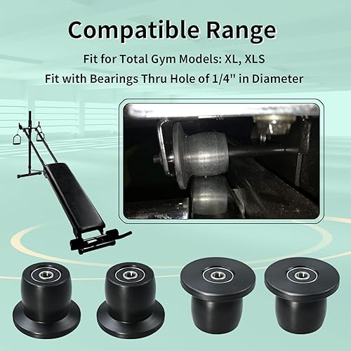 Miniatura 3 de Qty.4 Ruedasrodillos mecanizados compatibles con reemplazo total de gimnasio, se adapta a modelos XL, XLS, y se ajusta con rodamientos a través de