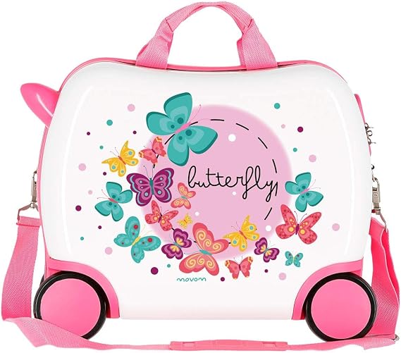 Movom Kids' Rolling Suitcase, Multicolour (Butterfly), 41 cm