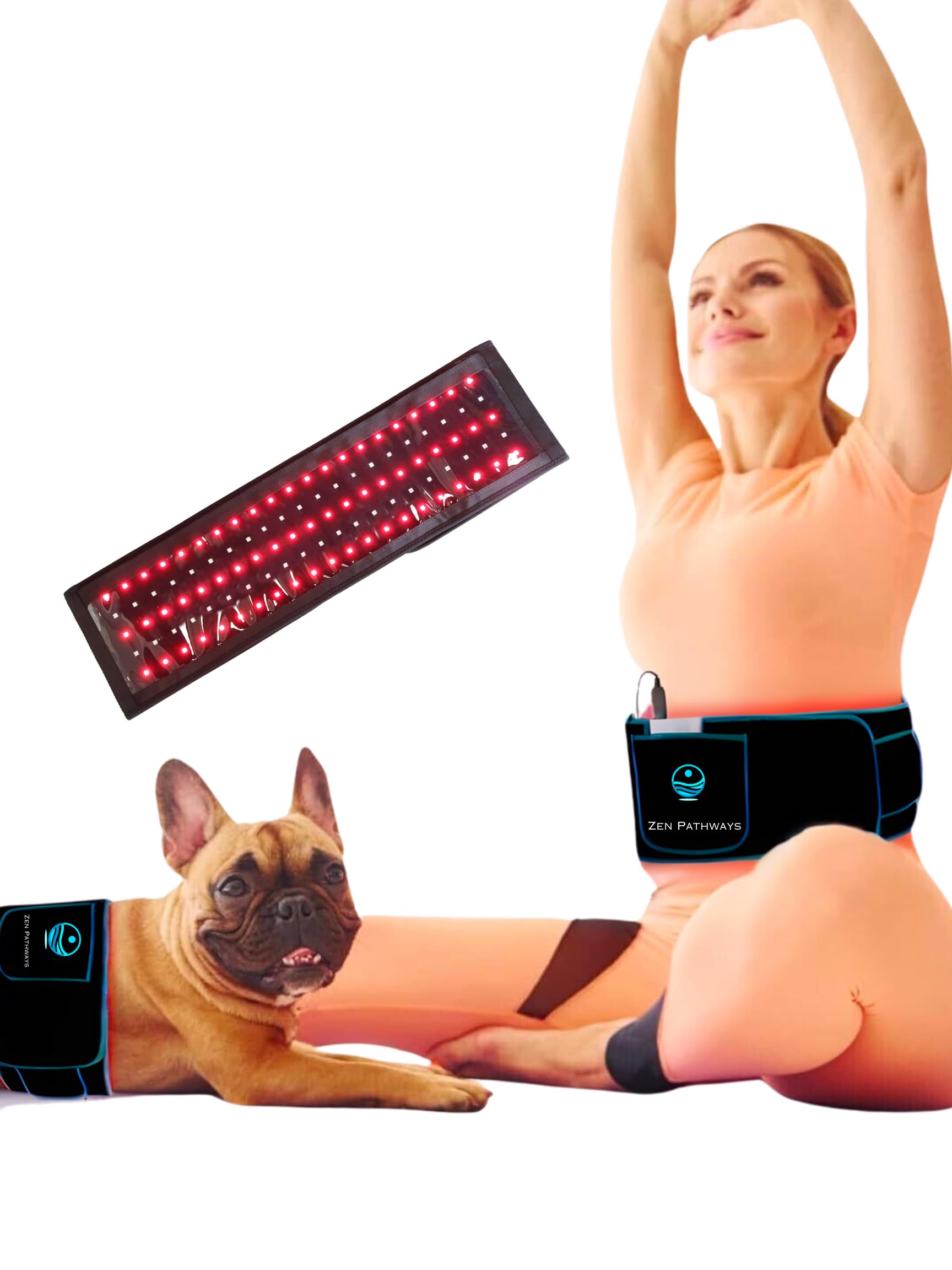 Red Light Therapy Belt for Pets, Portable Wearable Infrared Light Therapy Device for Pets, Pain Relief Tissue Repair Muscle & Joint Pain, Stomach Muscle Repair, Decrease Inflammation