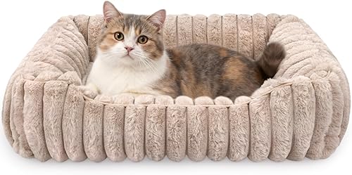 Cama rectangular para perros, cama lavable para mascotas, tapete ultrasuave para dormir para cachorros pequeños y gatos con parte inferior