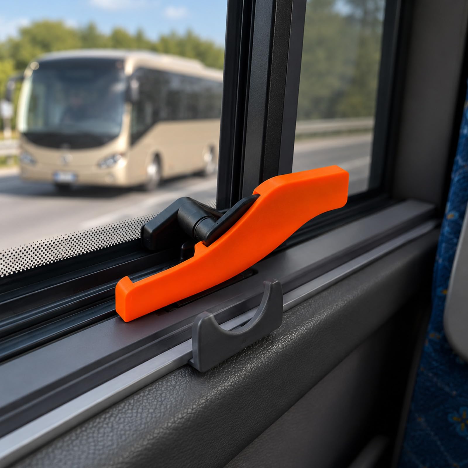 4 Stück Fenstersicherung Wohnmobil, Wohnmobil Fensterriegel aus UV-Beständigem Kunststoff mit Drahtsicherung und Manipulationsschutz(Orange)