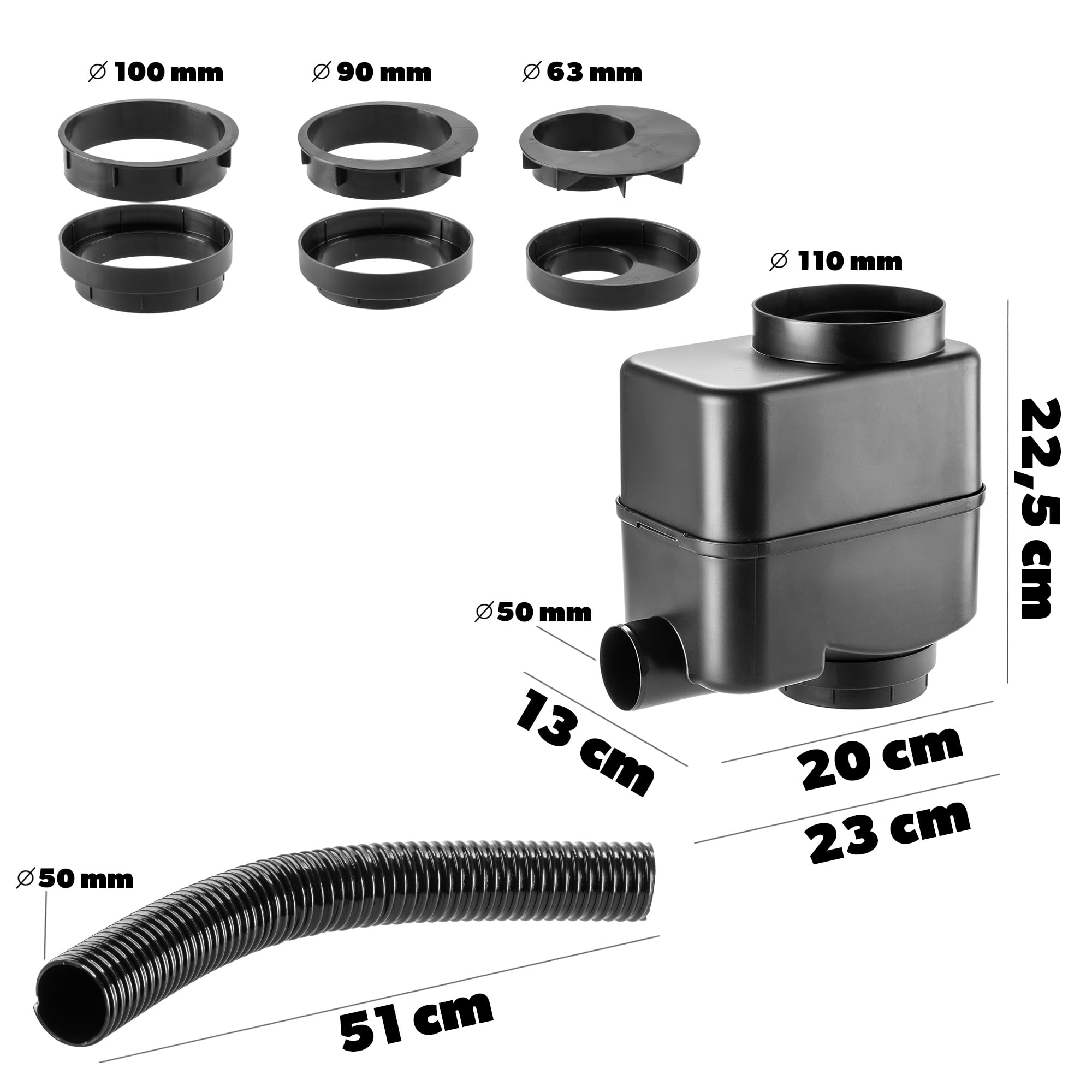 KADAX Collettore di acqua piovana per giardino, contenitore di acqua piovana per montaggio facile e rapido, serbatoio di acqua piovana, ladro di plastica (nero)