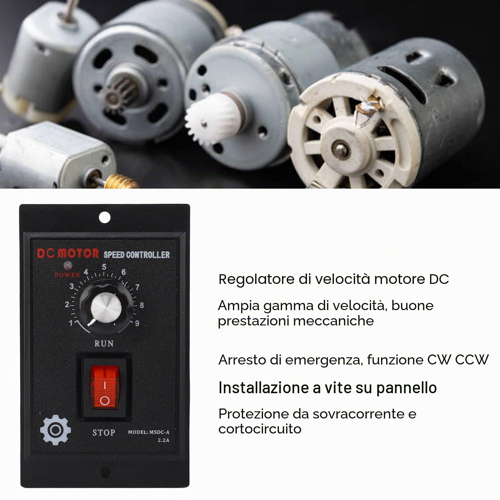 Regolatore Velocità Motore CC Professionale 220V AC a 180V DC Controller Regolabile Avanti Indietro per Macchinari Industriali 500W con Avviamento Dolce e Arresto Morbido