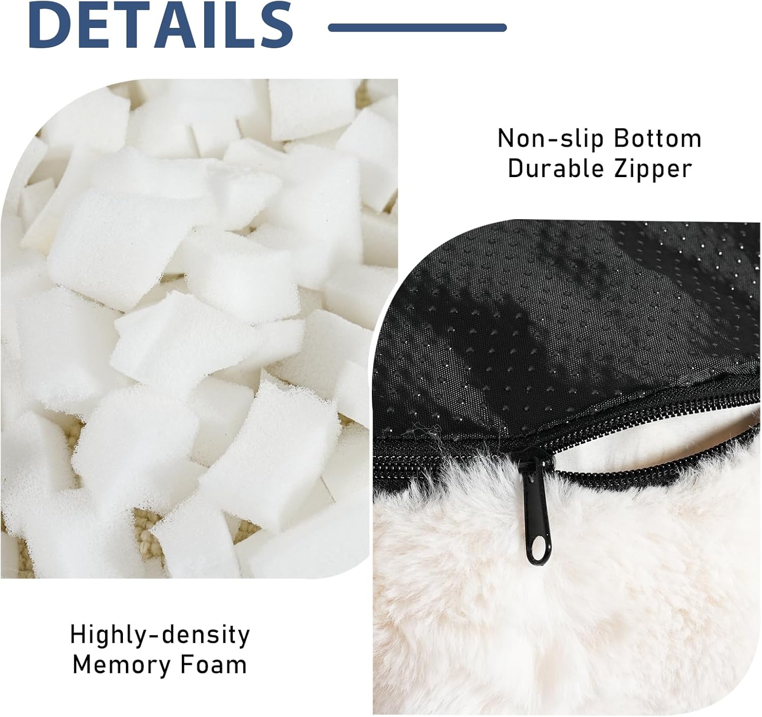 Round Stuffed Pouf Ottoman with Foam Chunk Filling, Furry and Fluffy Pouf Foot Stool Storage Ottoman, 20 X 15 Floor Poufs Foot Rest for Living Room Bedroom Home Decor, Beige