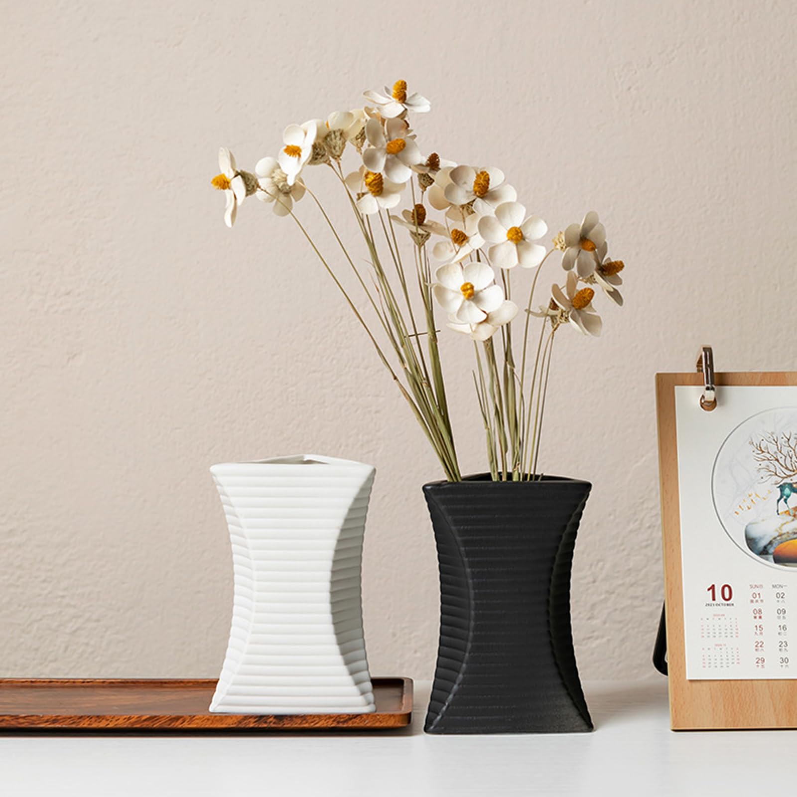 Biały ceramiczny wazon Mały wazon do dekoracji wnętrz Dekoracyjny wazon do estetycznej dekoracji Dekoracja stołu weselnego,Black a