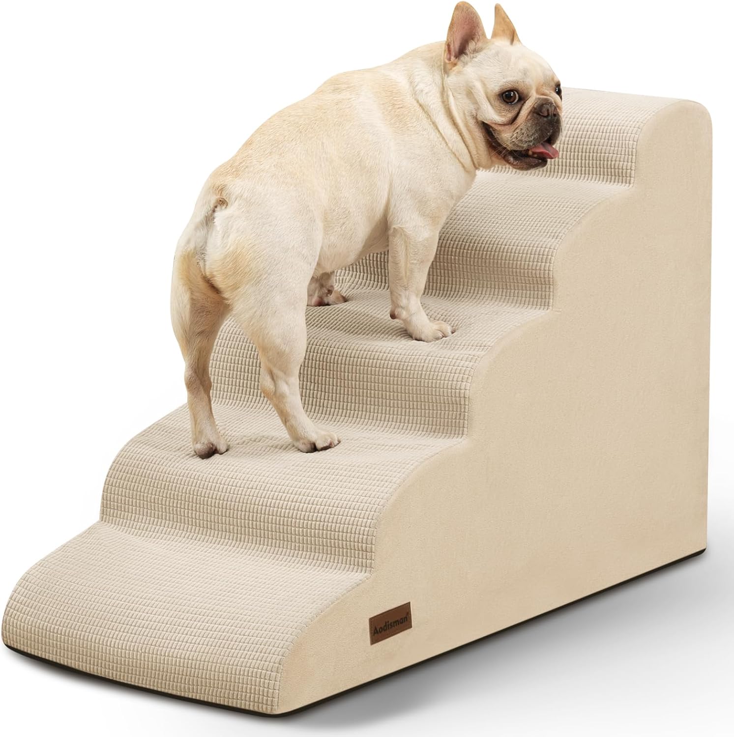 5-Step Dog Stairs and Ramp for High Bed,Non-Slip Sturdy Pet Steps for Small Dogs and Cats,22.2″ H,Beige 5-Step Dog Stairs and Ramp for High Bed,Non-Slip Sturdy Pet Steps for Small Dogs and Cats,22.2″ H,Beige