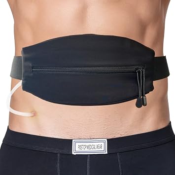 PD Belt Peritoneal Dialysis Catheter Holder Accessories No-Bounce for Secure Transfer Set Peg G Feeding Tube Line Adults Women Men Black