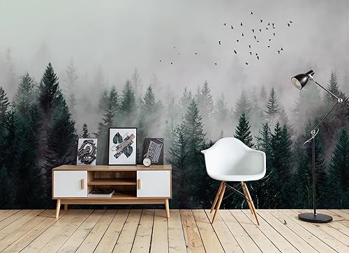 Miniatura 3 de Murwall Dark Forest Wallpaper Misty Jungle Wall Mural Landscape Wall Print Rustic Home Decor Cafe Design Living Room Bedroom