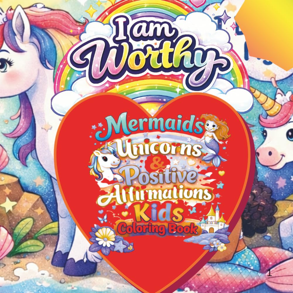 I AM WORTHY: Mermaids, Unicorns & Positive Affirmations Kid's Coloring Book