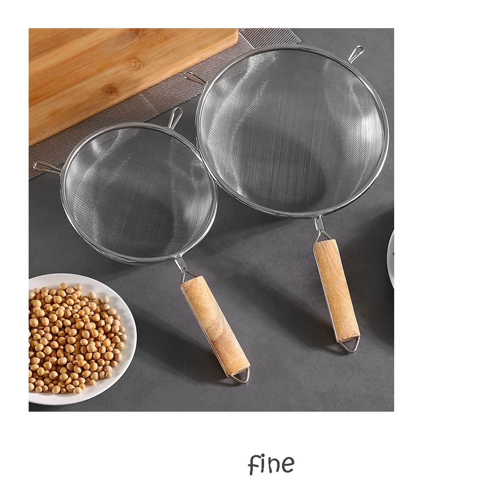 Schaumlöffel Sieb Schöpfkelle Leichte Premium-Qualität feines Mesh-Sieb Food-Sieb Food Scoop große Scoop-Kollegen Edelstahl feine Mesh-Sieben Schaum Abseihlöffel (Size : Medium)