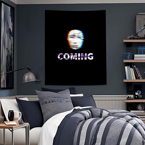 Miniatura 4 de QGHOT Tapiz con diseño de cara fantasma de terror para colgar en la pared, tapiz negro fresco, póster de fantasma para dormitorio, adolescentes,