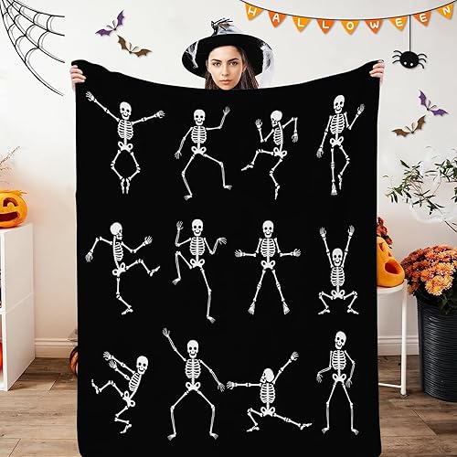 Miniatura 8 de JOOCAR Manta de fantasma de Halloween para picnic, camping, viajes, ligera, mullida, acogedora manta para sala de estar, sofá, sofá, 50 x 60 pulgadas