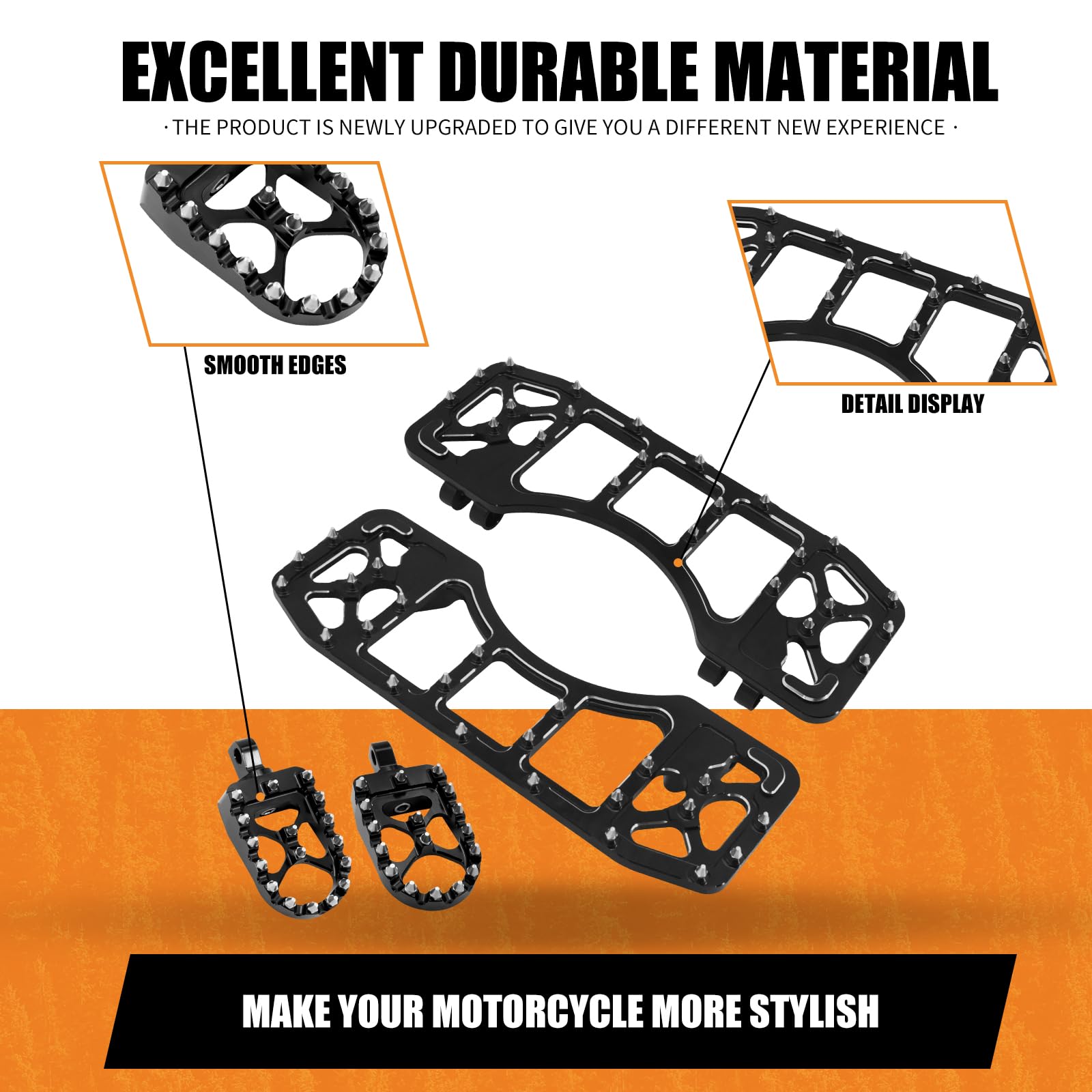 Set pedane per moto, pedane anteriori e posteriori per conducente, pedane MX Wide Offroad CNC Fit per Harley Touring Road Glide Electra Glide Street Glide Softail Dyna nero