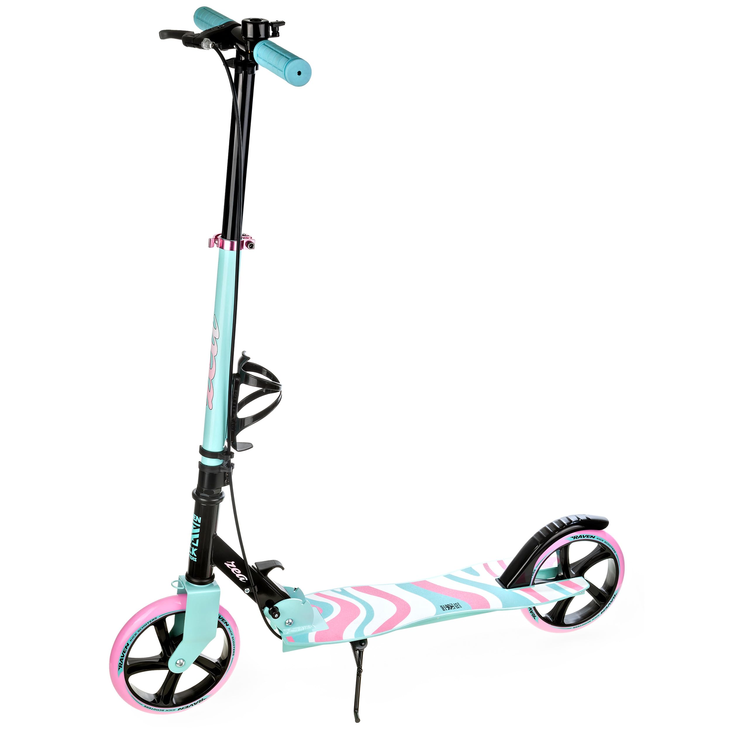Raven - Patinete para niños y Adultos - Scooter - Patinete - Plegable, Ajustable, Correa de Transporte, Timbre, portabotellas